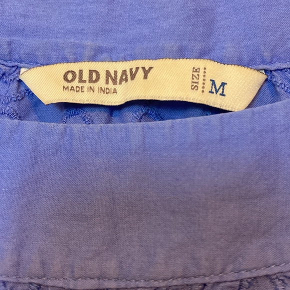 Old Navy Womens Size M Periwinkle Blue Eyelet Sleeves Swiss Dot Mini Shift Dress - Picture 3 of 7